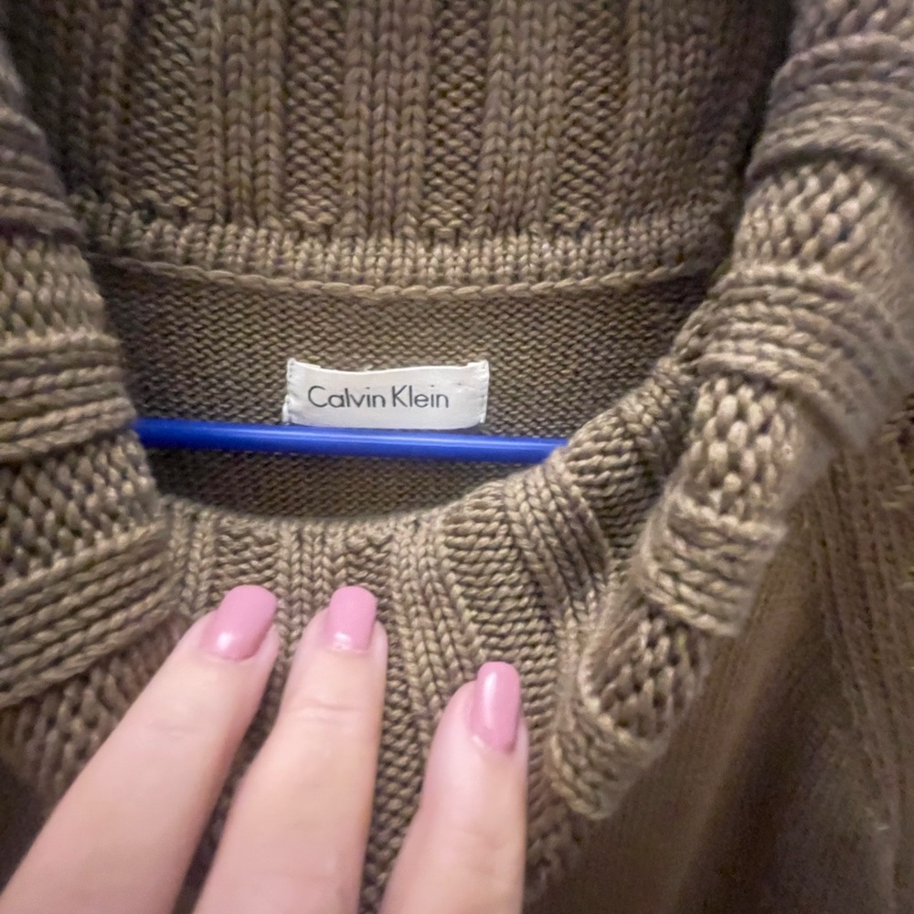 Calvin Klein Tan Knit Sweater Dress Large ? PTP 20” - Picture 2 of 7